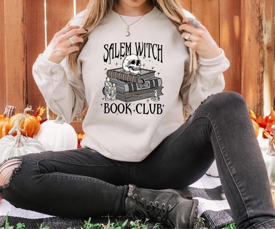 Discover Salem Witch Book Club Sweatshirt, Funny Halloween Shirt, Reading Sweatshirt