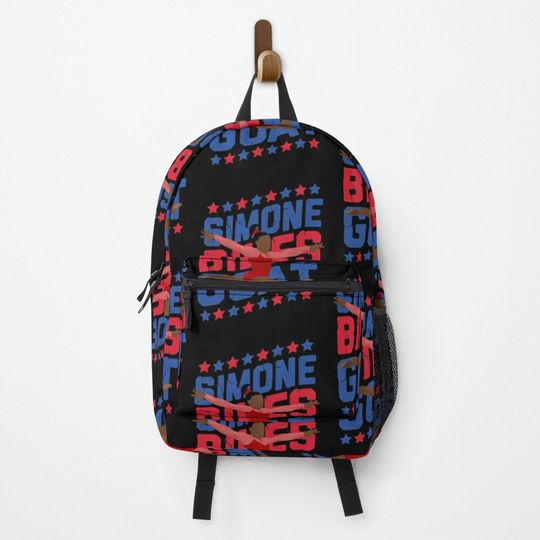 Discover Simone Biles - Red Leotard Gymnastics Art Backpack