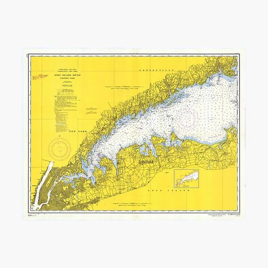 Discover Vintage Map of The Long Island Sound (1958)