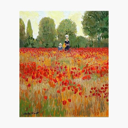 Discover Claude Monet. Camille and Jean Monet in a poppy field.