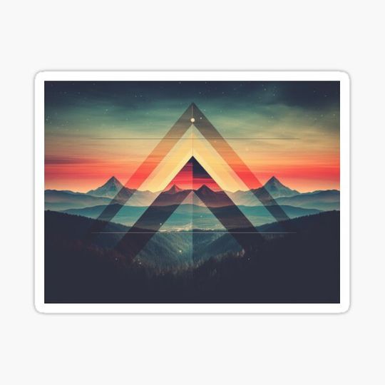 Discover Mountainscape Sunset Geometry Tapestry