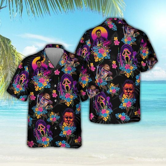 Discover Halloween Horror Movie Hawaiian Shirt, Horror Character Summer Shirt