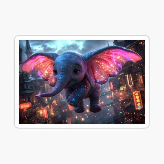 Discover Flying elephant with glowing wings