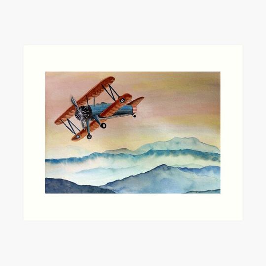 Discover vintage airplane watercolor painting