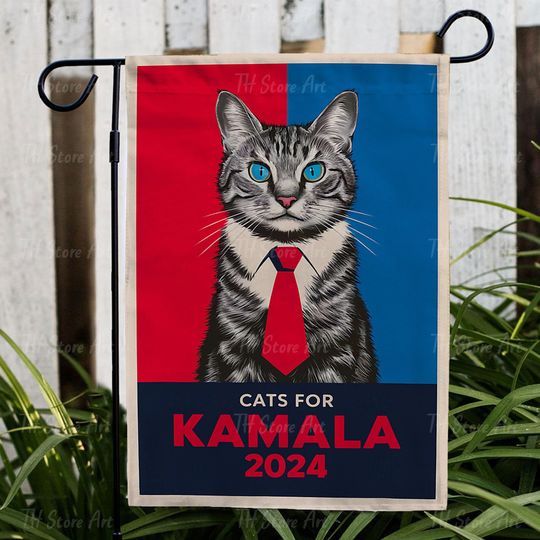 Discover Politically Purrfect Cats For Kamala Harris 2024 President Flag
