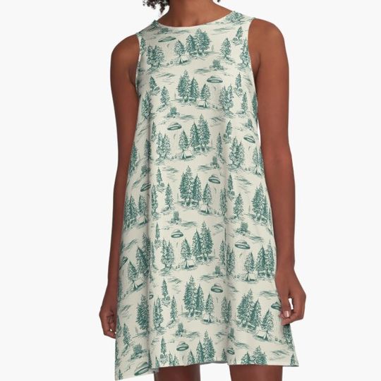 Discover Teal Alien Abduction Toile De Jouy Pattern
