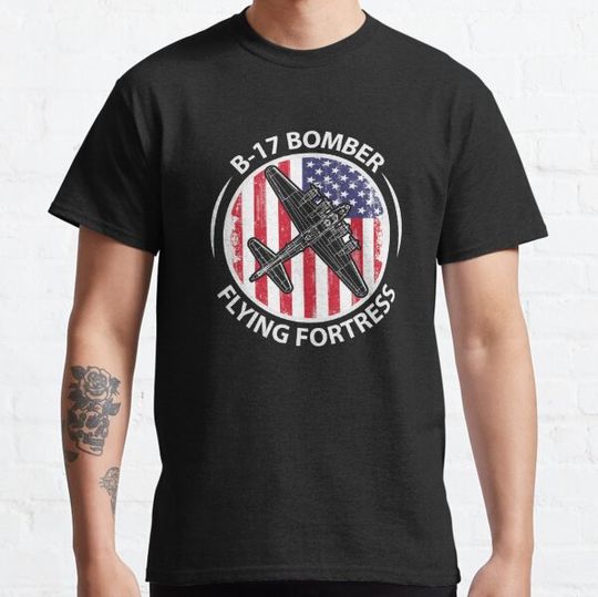Discover B-17 Flying Fortress with flag