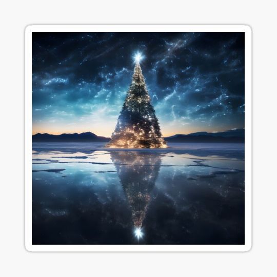 Discover beautiful reflective tree landscape print