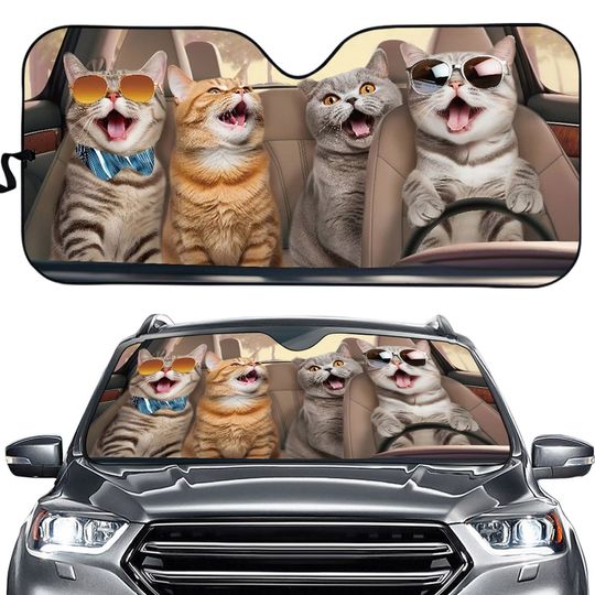Discover Funny Cat Animals Car Windshield Sun Shade