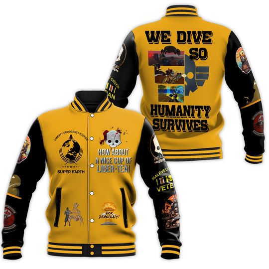 Discover Helldivers Baseball Jacket, Helldivers 2 Game Jacket, Liber-Tea Racing Jacket
