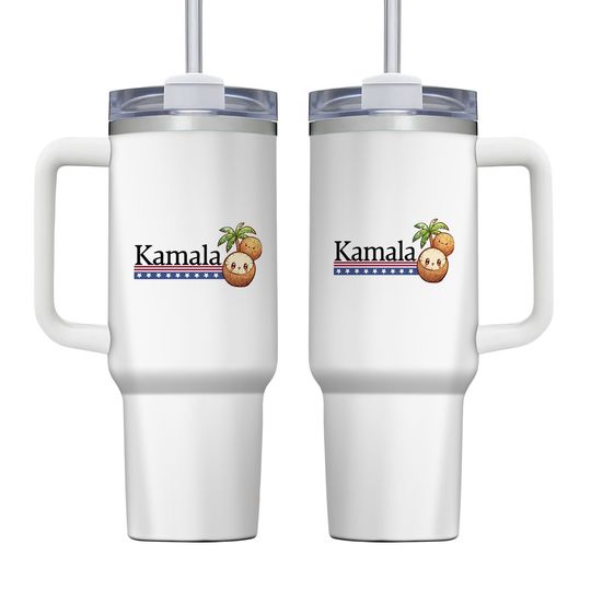 Discover Kamala Harris 40oz Tumbler with Handle, 2024 Election Coconut Tree Tumbler