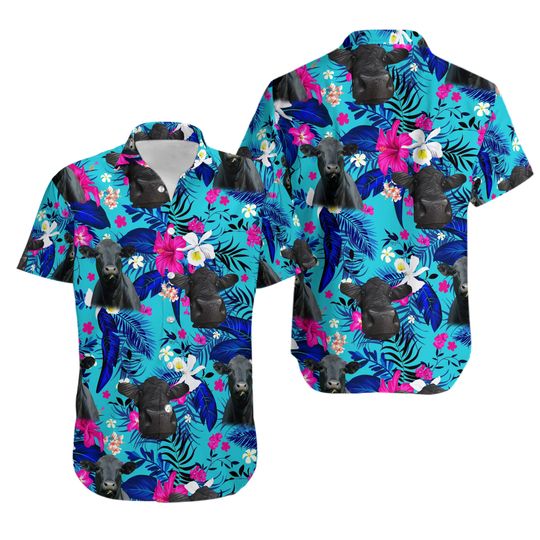 Discover Black Angus Cool Flower Color Hawaiian Shirt