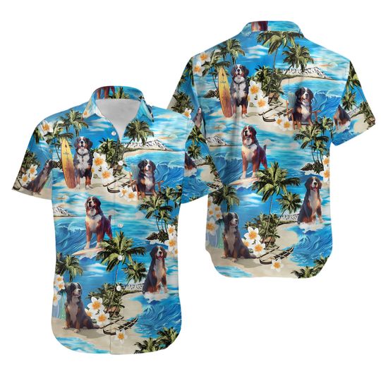 Discover Bernese Mountain Dog Button Shirt, Bernese Mountain Button Up Shirt