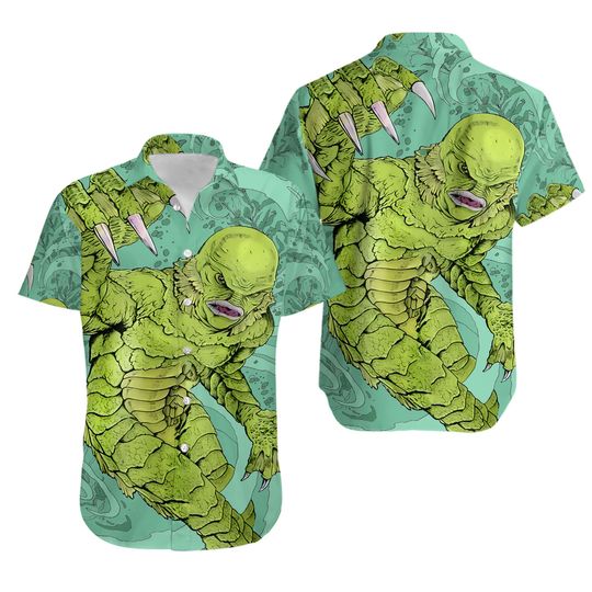 Discover Monster Movie Creature from the Black Lagoon 3D Printed Button Up Shirt