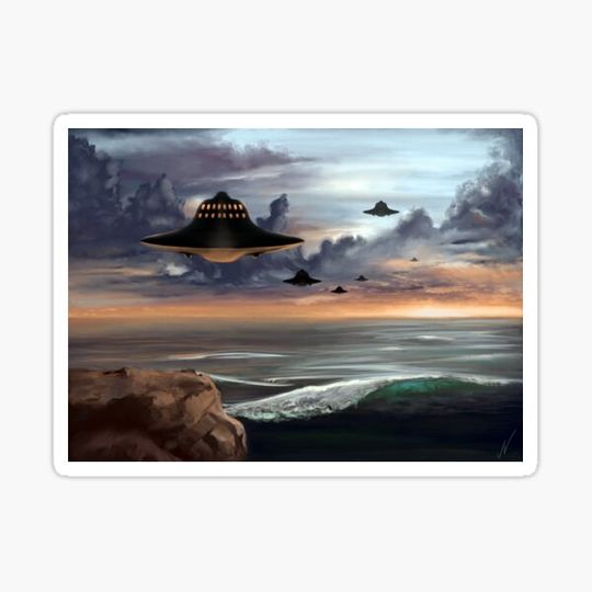 Discover Sunset with approaching UFO