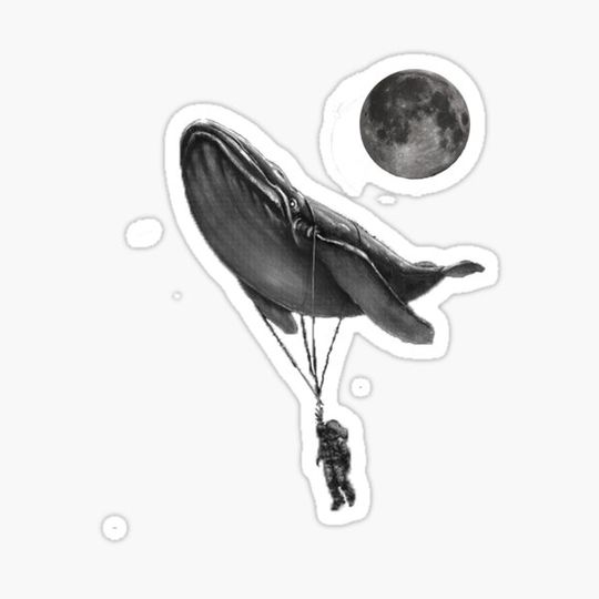 Discover Astronaut hanging to a whale, Riding throw the space