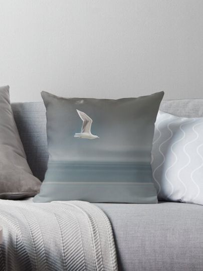 Discover Flying Coastal Bird - Seagull in Flight - Minimalist Coastal Décor 1 of 4