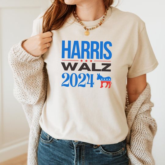 Discover Kamala Harris Tim Walz T Shirt | Democrat Donkey 2024 Tee | Harris Walz 2024 Madam President T Shirt