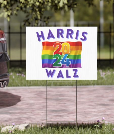Discover Pride Harris Walz Yard Sign