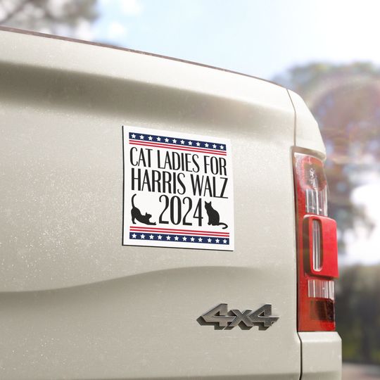 Discover Cat Ladies for Harris Walz for President 2024 Bumper Sticker Car Magnet