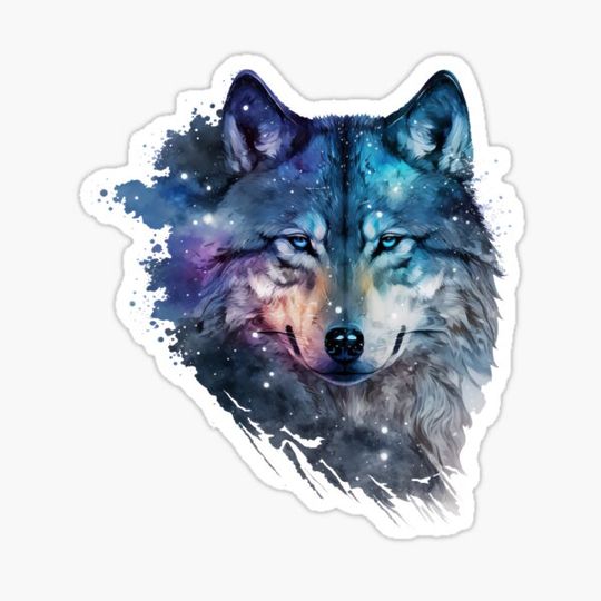 Discover Beautiful Celestial Multi-Colored Water Color Wolf