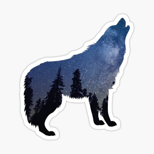 Discover Howling Wolf Forest Night Sky Design