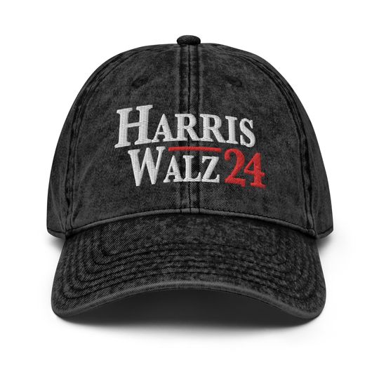 Discover Kamala Harris Tim Walz 2024 Hat Embroidered Vintage Cotton Twill Cap