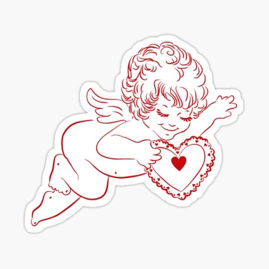 Discover Red Cupid Angel Cherub Heart