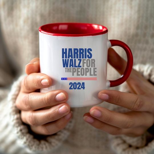 Discover Vote For Harris Walz 2024 Mug, Kamala 2024 Rally Merch, Harris Walz For the People Mug