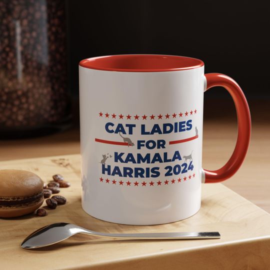 Discover Cat Ladies for Kamala Harris Accent Mug