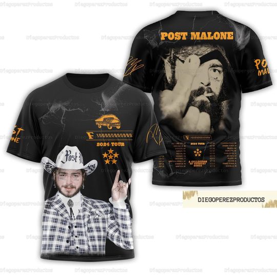 Discover Post Malone 2024 Tour 3D Shirt, Post Malone Rap Music 3D Shirt