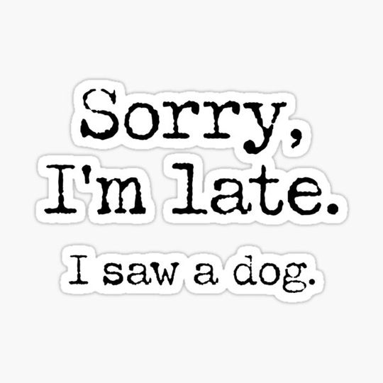 Discover Sorry I'm late I saw a dog
