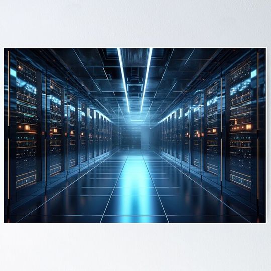 Discover Technology background of Data processing with server room