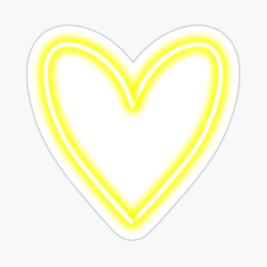 Discover Thin Yellow Neon Heart on Plain Background