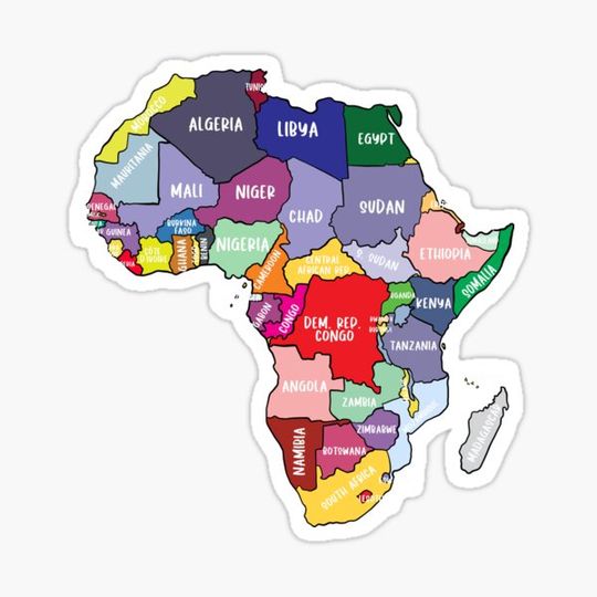 Discover Colorful map of Africa with country names, colored African Continent