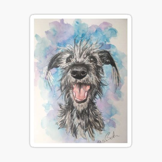 Discover Scruffy Lurcher  , watercolour background