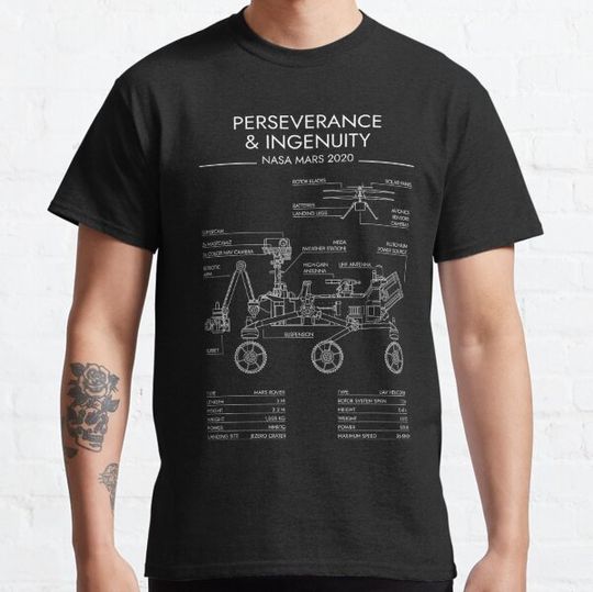 Discover Perseverance & Ingenuity - MARS 2020 (White Stencil - No Background)