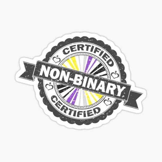 Discover Certified Non-Binary Pride Seal of Approval with Pride Flag Background