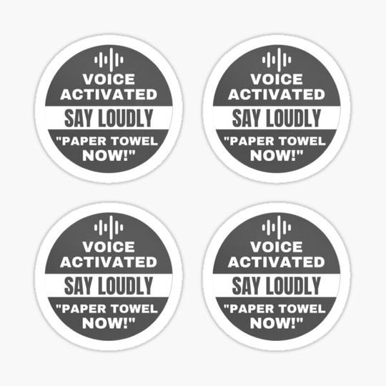 Discover Voice activated paper towel dispenser prank sticker pack
