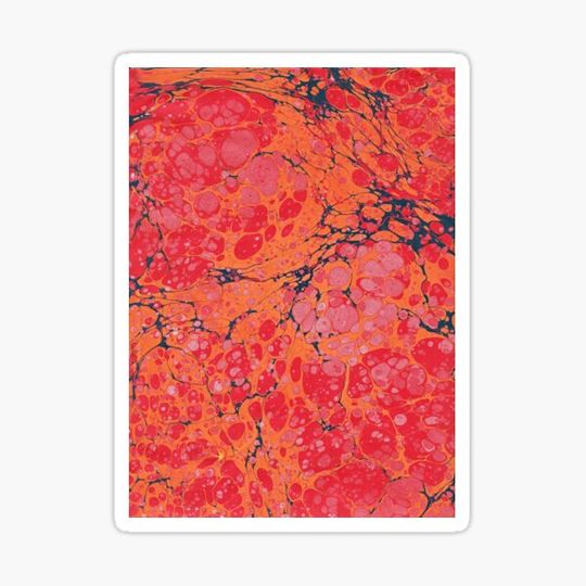 Discover Orange red handmarbled paper