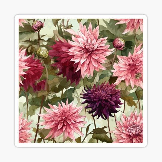 Discover Dahlia Flowers on White Background Pattern