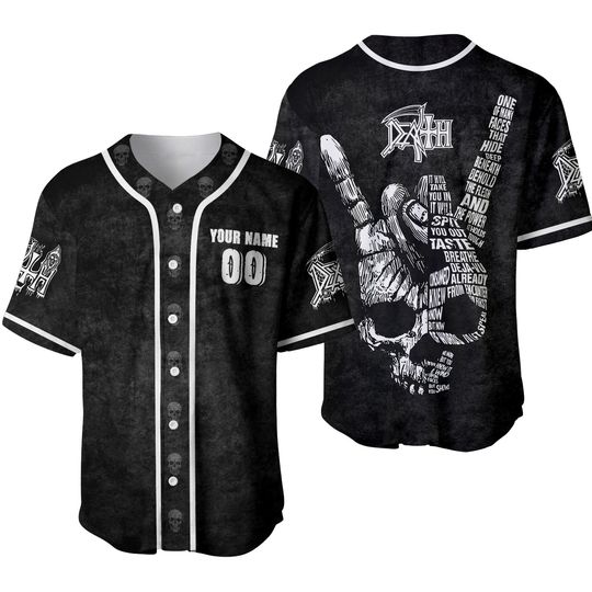 Discover Personalized! Death Band Music 3D Black Baseball Jersey Shirt Gift Fans