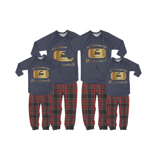 Discover Personalized All Aboard The Polar Express Matching Family Pajamas Set