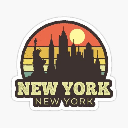 Discover New York New York Vintage Sunset Sticker