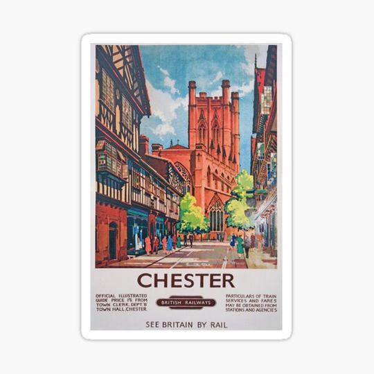 Discover Vintage Railway poster advertising Chester