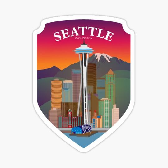 Discover Seattle Washington Badge Sticker
