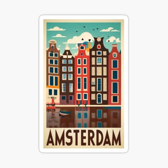 Discover A Vintage Travel Art of Amsterdam - Netherlands