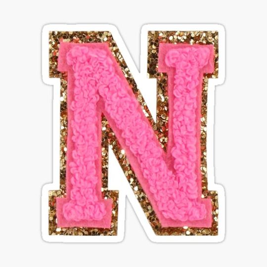 Discover N - Bubblegum Glitter Varsity Letter Patches