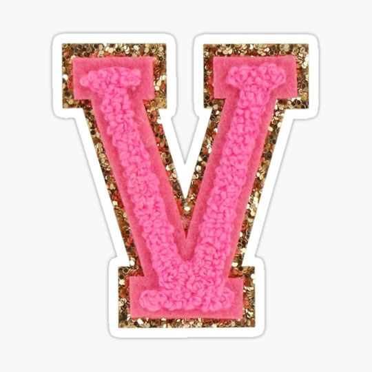 Discover V - Bubblegum Glitter Varsity Letter Patches