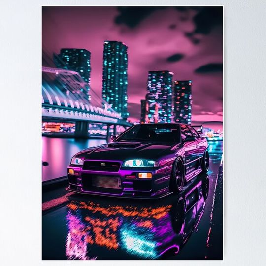 Discover Car R34 Neon Night Tokyo Drift